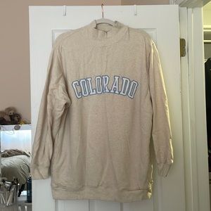 mock neck sweater with “colorado” on front